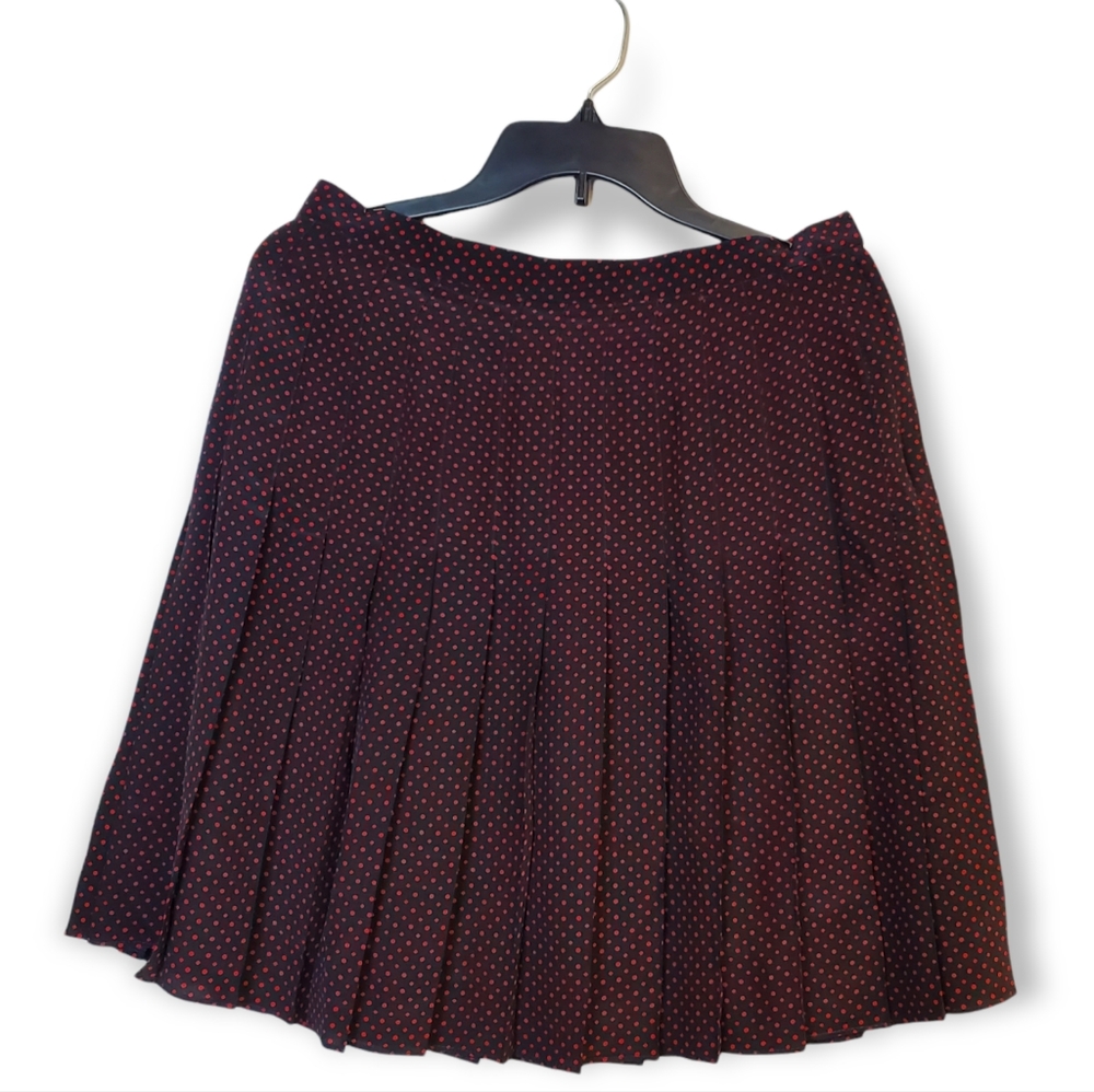 Anne Taylor Studio Polka Dot Silk Pleated Skirt  Sz 12